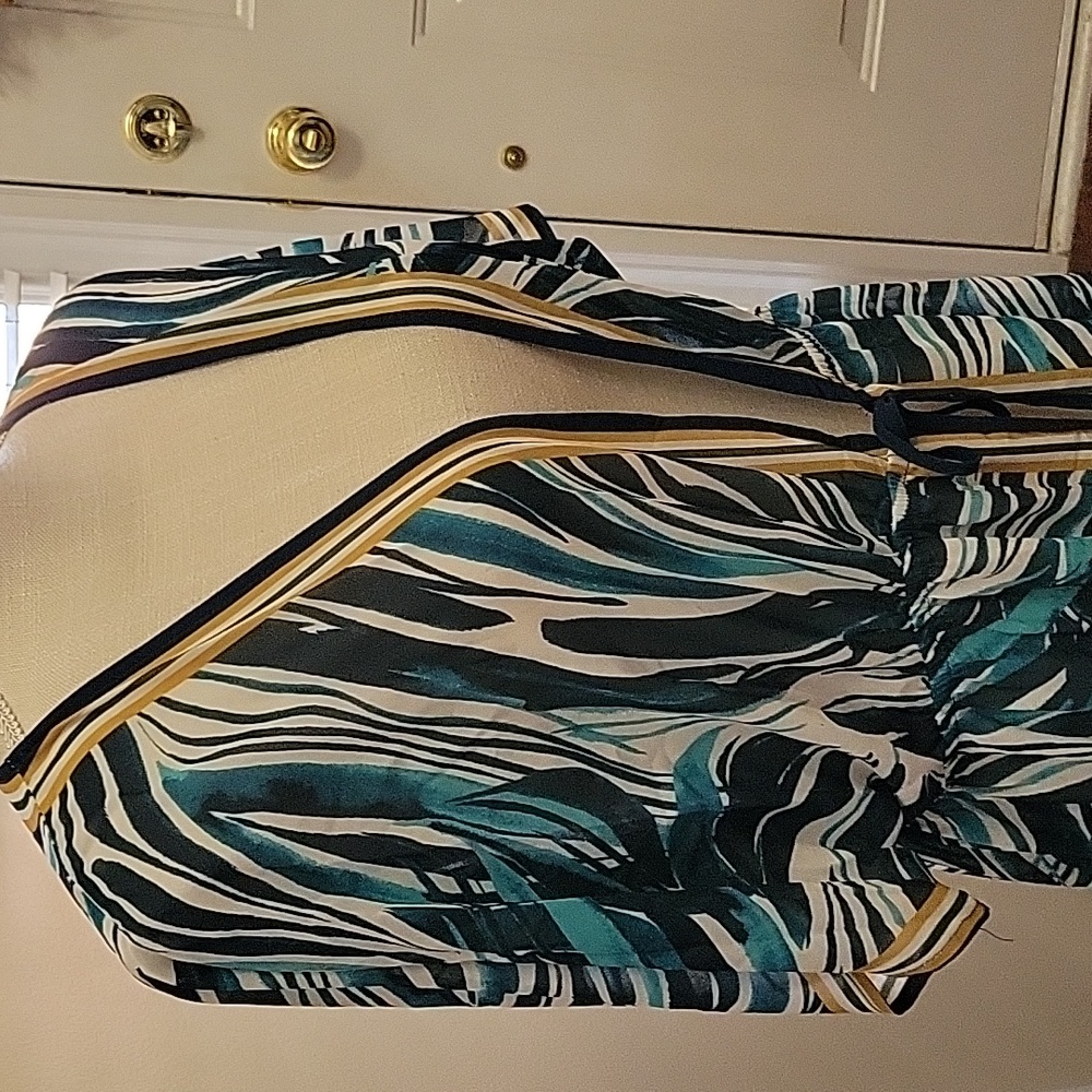 Bliss Home Jealous Tomato teal white abstract print maxi swimsuit cover L New… - Picture 3 of 10